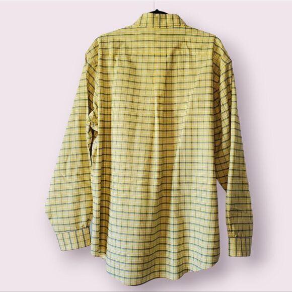Brooks Brothers 346 Button Down Dress Shirt Size L Yellow Check EUC Preppy Ivy - Picture 2 of 4